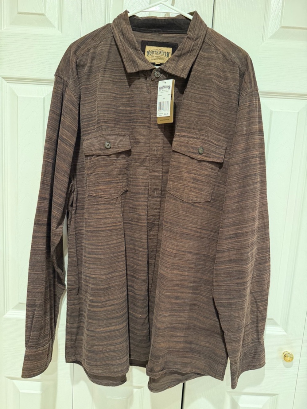 Buckle Men's Brown Striped Casual Button-Down Shirt